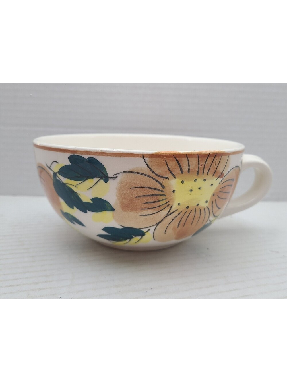 Rubens Originals #2127 Vintage Oversized Ceramic Floral Hand Painted Cup